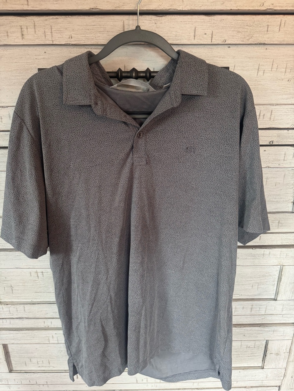 Travis Mathew Men's Gray Polo with Micro-Pattern